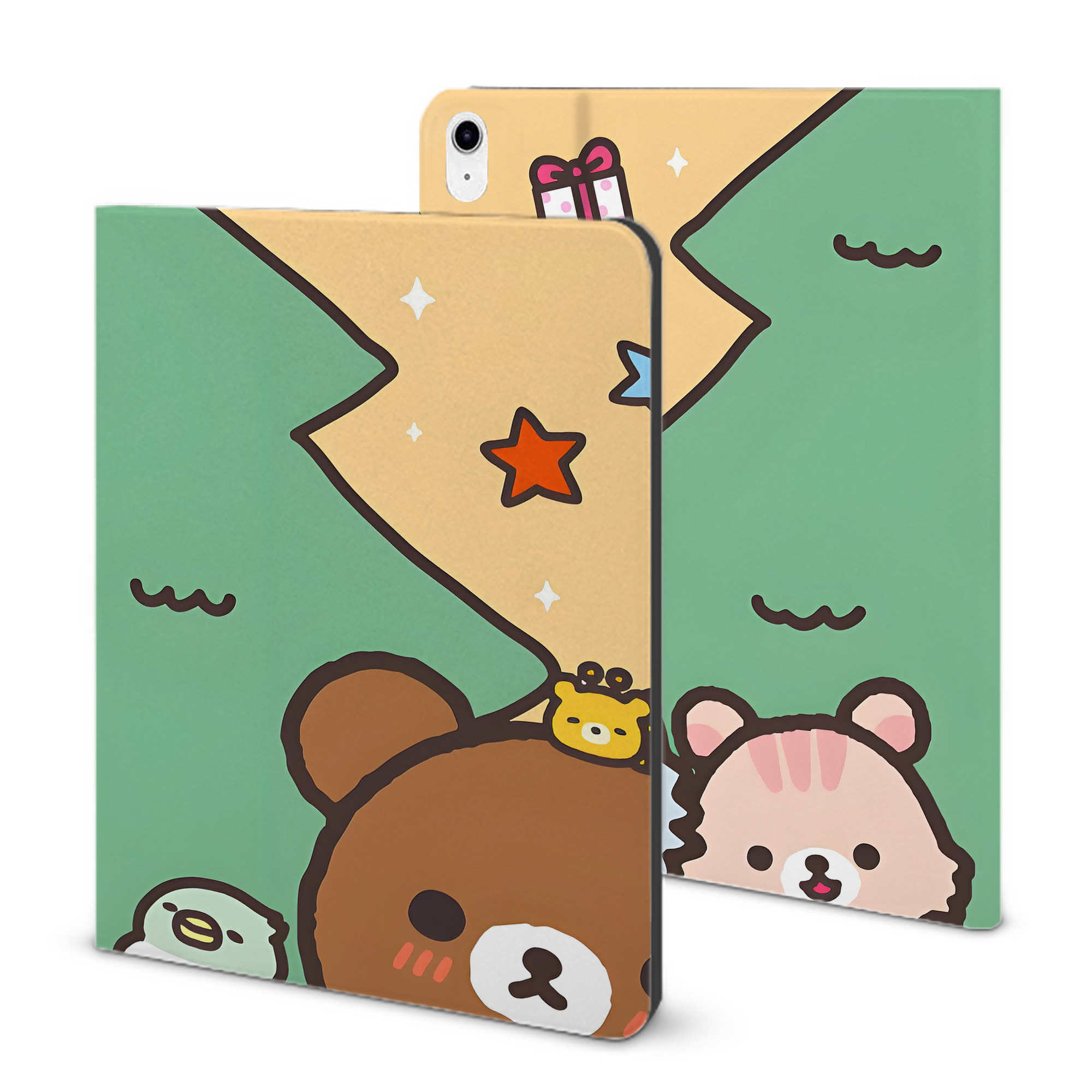 （画像用） リラックマ リラックマ キイロイトリ Rilakkuma Korilakkuma Kiiroitori IPad ケース ブック型 PUレザー TPU 耐衝撃 軽量 薄型 ペン収納なし 全面保護 IPad 各モデル対応
